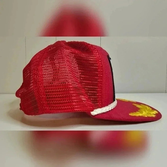 Vintage Nascar Alan Kulwicki Red Snap Back Gold Wings White Rope - Picture 8 of 8